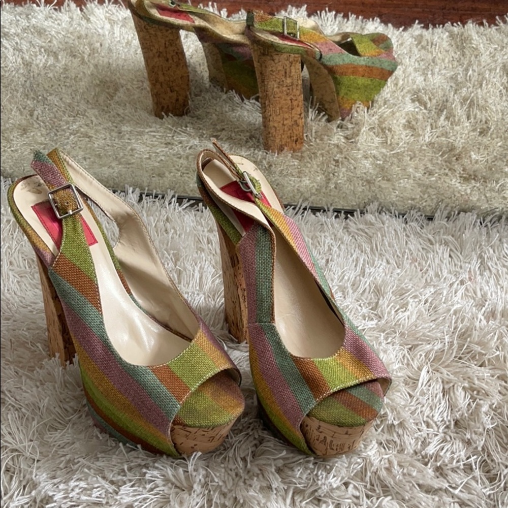 Cork Screw Multicolored Heels! NO Box!